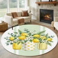 thumbnail image 1 of Summer Fruit Round Living Room Rugs 5 ft, Watercolor Lemon Flowers Green Eucalyptus Leaf Washable Area Rug with Non-Slip Sturdy Edge Binding Round Carpet for Entryway Kitchen Bedroom Bathroom, 1 of 9