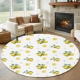 thumbnail image 1 of Summer Fruit Round Living Room Rugs 8 ft, Watercolor Yellow Lemon Rustic Flowers Farmhouse Washable Large Area Rug with Non-Slip Sturdy Edge Binding Round Carpet for Dining Room Kitchen Office, 1 of 9