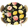 thumbnail image 1 of Summer Fruit Round Tablecloth 36-44 Inch Round Fitted Table Cloth with Elastic Edge, Spring Botanical Lemon Peach Black Waterproof Table Cover Protector for Outdoor Picnic Party Dining, 1 of 9