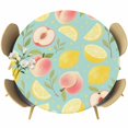 thumbnail image 1 of Summer Fruit Round Tablecloth 36-44 Inch Round Fitted Table Cloth with Elastic Edge, Spring Botanical Lemon Peach Green Waterproof Table Cover Protector for Outdoor Picnic Party Dining, 1 of 9