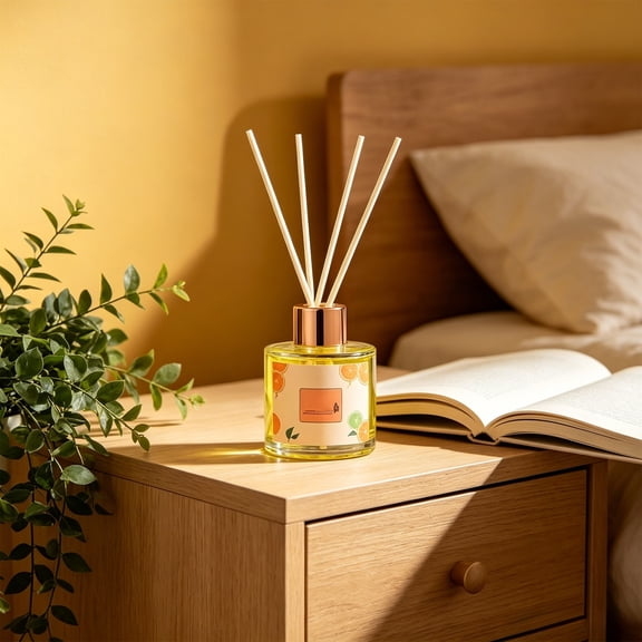 Summer Fruit Scent Reed Diffuser, Glass Liquid Air Freshener with Sticks, Long Lasting Room Perfume for Home Bedroom Bathroom Office,D