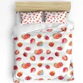 Summer Fruit Strawberry Leaf Repeat 3pcs Bedding Set For Bedroom Double