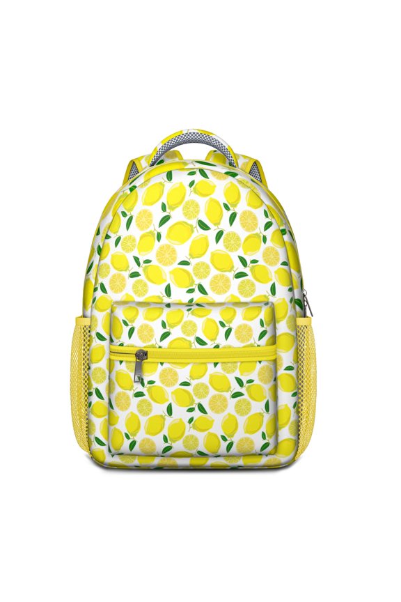 Summer Fruit Themed Waterproof Daypack - Stylish & Versatile Backpack with Front Zip Pocket & Side Pockets