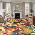 thumbnail image 1 of Summer Fruit Washable Area Rug 6 x 9 ft Watermelon Banana Peach Lemon Sweet Pineapple Grape, Soft Non Slip Rugs Stain Repellent Indoor Felt Carpet for Living Dining Room Bedroom Home Office, 1 of 9