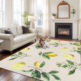 thumbnail image 1 of Summer Fruit Washable Area Rug 8x10 Watercolor Yellow Lemon Rustic Farmhouse Leaves Low-Profile Large Area Rugs with Non Slip Backing Indoor Floor Carpet for Entrance Living Room Bedroom Home Office, 1 of 9