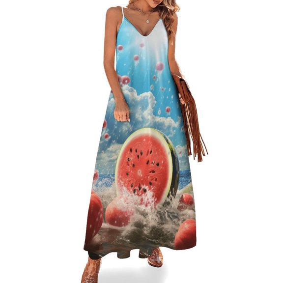 Summer Fruit Watermelon Fine Art Sleeveless Dress Summer Dress Woman 2025