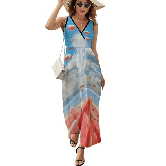 Summer Fruit Watermelon Sleeveless Dress Female Clothing Dress Women Summer 2025 Dress