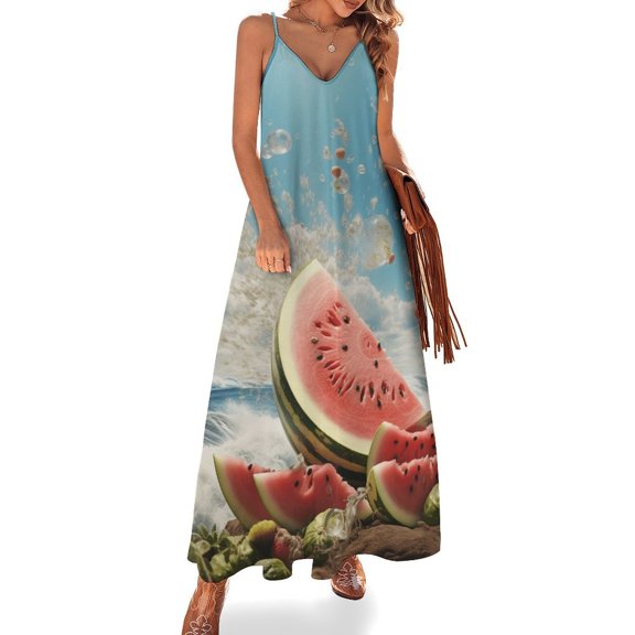 Summer Fruit Watermelon Sleeveless Dress Women's Luxury Party Dress Birthday Dresses for Women