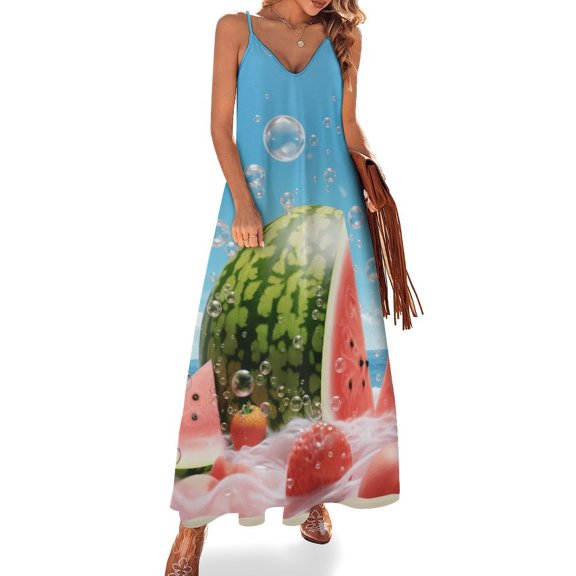 Summer Fruit Watermelon Sleeveless Dress Women's Luxury Party Dress Birthday Dresses for Women