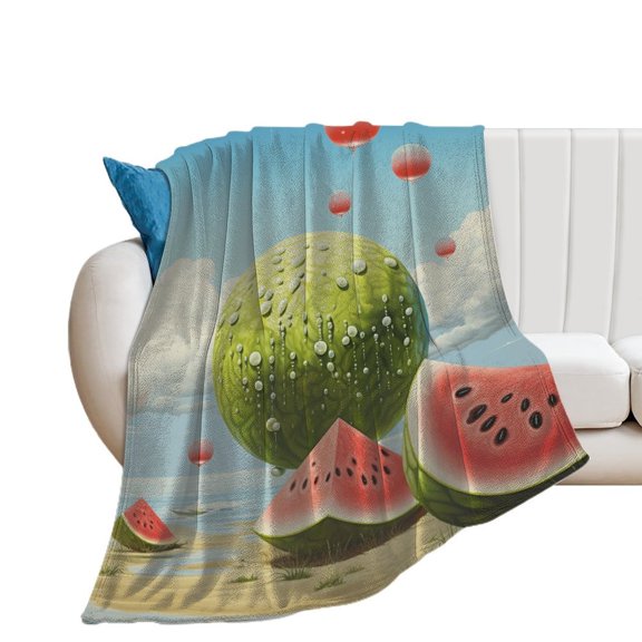 Summer Fruit Watermelon Soft Print Blanket Throw Blankets Warm Cozy Lightweight Couch Blanket Stuff Gifts for Women Girls Kids Mom Teens Boys