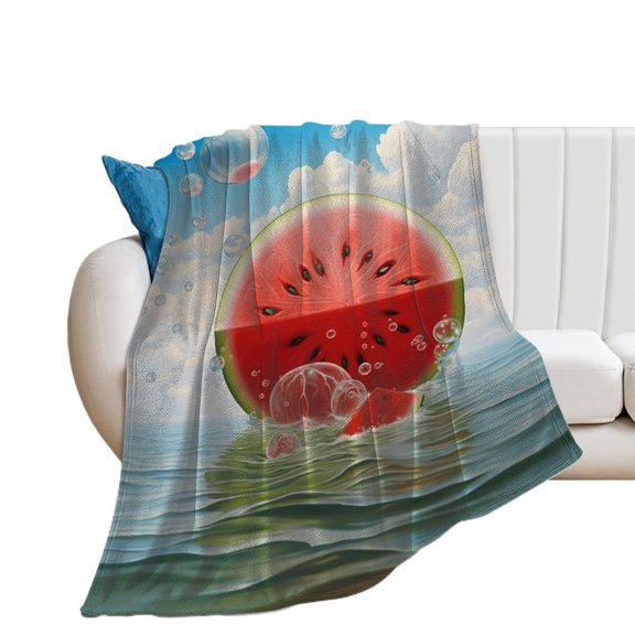 Summer Fruit Watermelon Soft Print Blanket Throw Blankets Warm Cozy Lightweight Couch Blanket Stuff Gifts for Women Girls Kids Mom Teens Boys