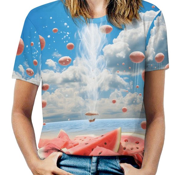 Summer Fruit Watermelon T Shirts Basic T-Shirt Short Sleeve Ladies Tee Shirt Summer Graphic Clothing