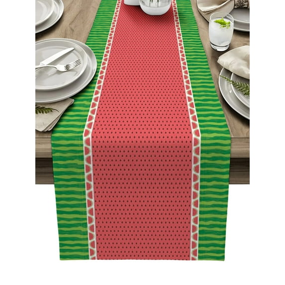 Summer Fruit Watermelon Table Runner Home Wedding Table Flag Mat Table Centerpieces Decoration Party Dining Long Tablecloth
