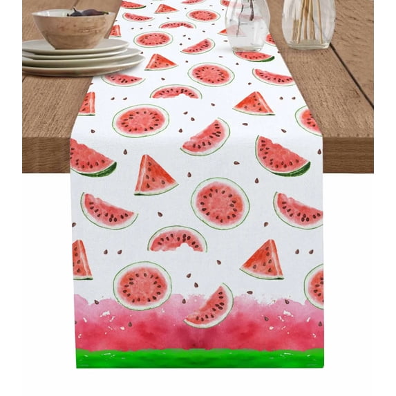 Summer Fruit Watermelon Table Runner Home Wedding Table Flag Mat Table Centerpieces Decoration Party Dining Long Tablecloth