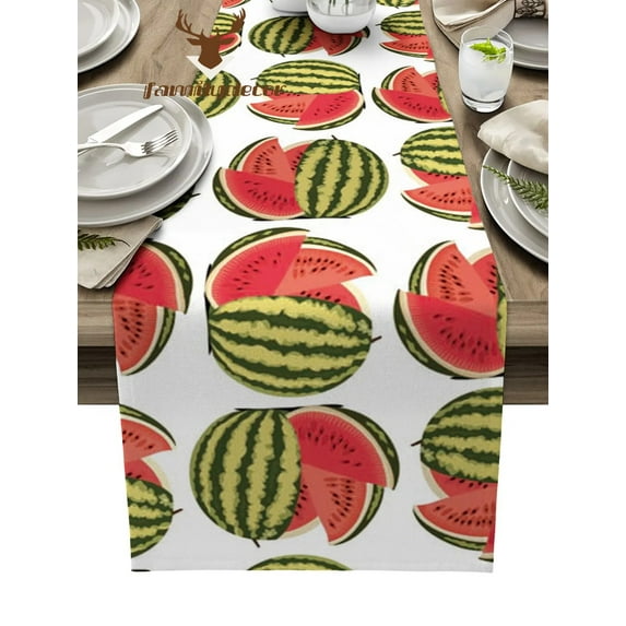 Summer Fruit Watermelon Table Runner Home Wedding Table Flag Mat Table Centerpieces Decoration Party Dining Long Tablecloth