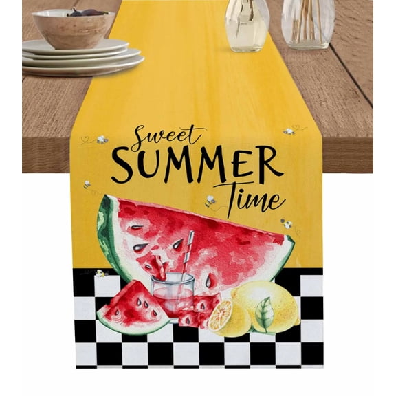 Summer Fruit Watermelon Table Runner Home Wedding Table Flag Mat Table Centerpieces Decoration Party Dining Long Tablecloth