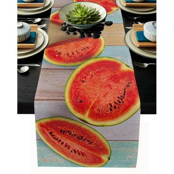 Summer Fruit Watermelon Table Runner Home Wedding Table Flag Mat Table Centerpieces Decoration Party Dining Long Tablecloth
