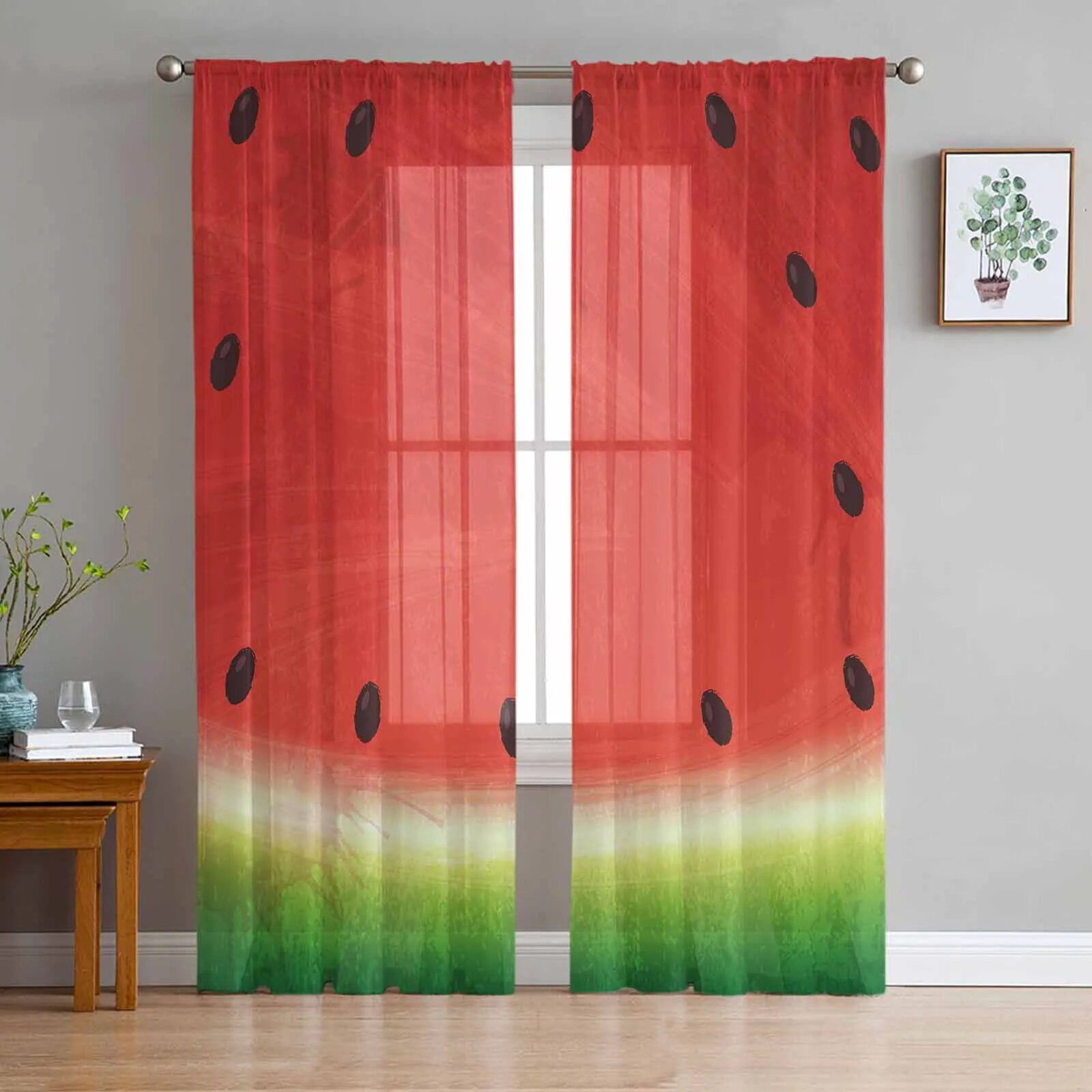 Summer Fruit Watermelon Tulle Curtains for Living Room Bedroom Modern