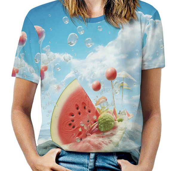 Summer Fruit Watermelon Women's Short Sleeve Tops Casual Blouses T Shirt