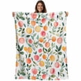thumbnail image 1 of Summer Fruits Blanket Soft Cozy Warm Twin Blanket for Bed, Plush Fuzzy Flannel Fleece Blankets for Sofa, Orange Peach Green Botanical Spring Throw Blankets for Couch, Gifts for Men, 60"x80", 1 of 9