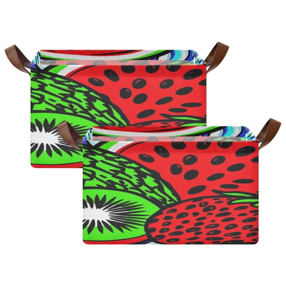 Summer Fruits Pattern 16.9x11.4x10in Foldable Open Home Storage Bins Durable Water Resistant Shelf Baskets