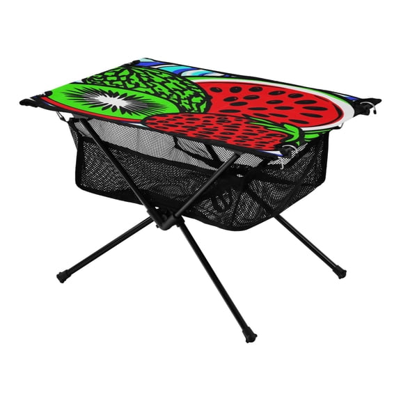 Summer Fruits Pattern Galaxy Pine Tree Xmas Painting Christmas Kids Camping Tables Folding Table for Children 23.6x15.7in 600D Oxford Fabric 110lb Capacity
