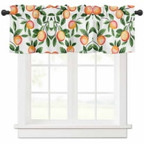 Summer Fruits Valances for Windows Farmhouse Kitchen Curtains Valances Rod Pocket Valance Curtains for Kitchen Windows Spring Orange Peach Green Botanical Window Valances for Bathroom Bedroom 60"x18"