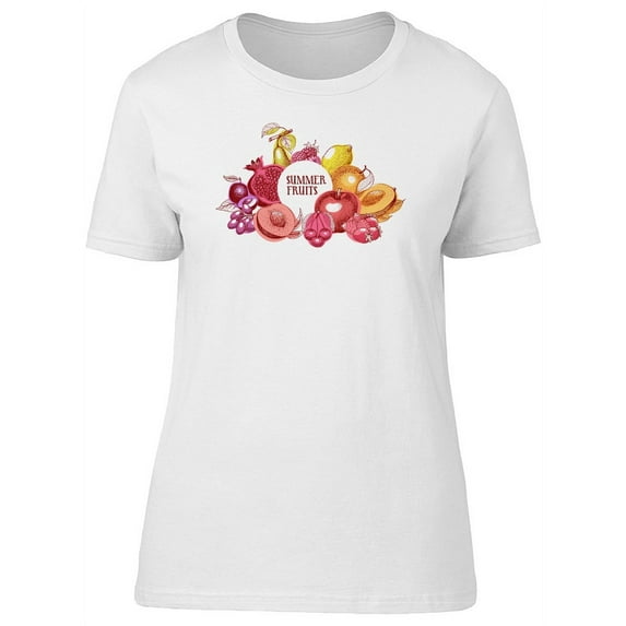 Summer Fruits, Vintage Doodles T-Shirt Women -Image by Shutterstock, Female Medium