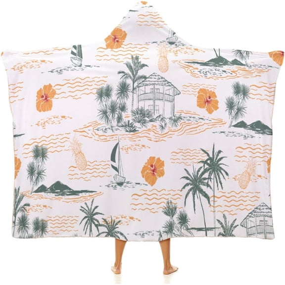 Summer Fruits Wearable Blanket Women Men Hooded Blanket Adult Plush Poncho Lightweight Soft