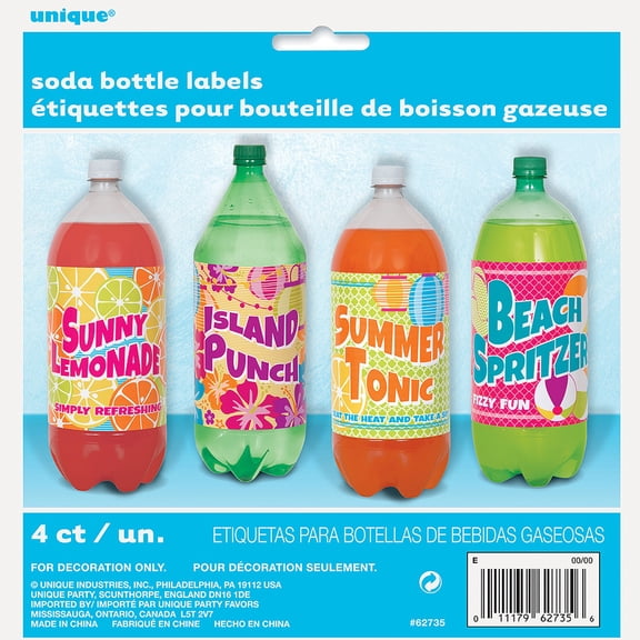 Summer Party Soda Bottle Labels, 4ct