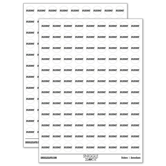 Summer Fun Text 200+ Round Stickers - White - Matte Finish - 0.50" Size