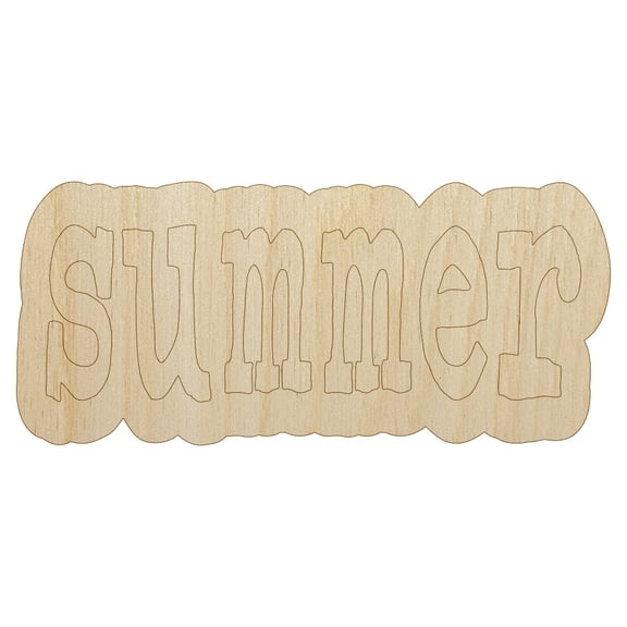 Summer Fun Text Wood Shape Unfinished Piece Cutout Craft DIY Projects - 4.70 Inch Size - 1/4 Inch Thick