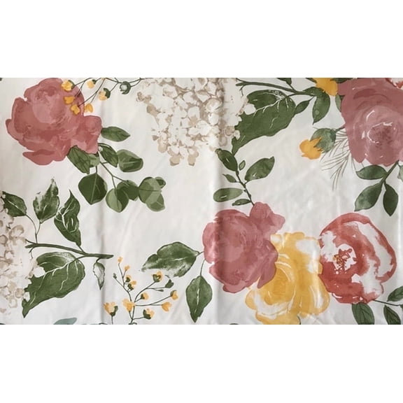 Rose Floral and Berry Vinyl Flannel Backed Tablecloth ( 52 x 90 Oblong )
