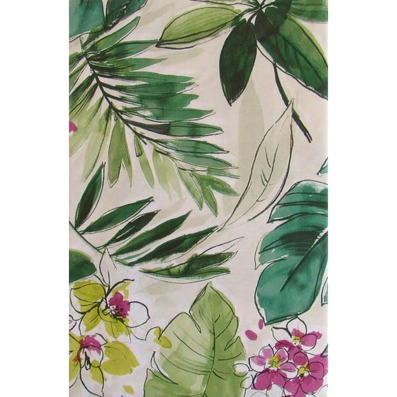 Summer Fun Tropical Flowers Forest Abstract Vinyl Flannel Back Tablecloth (52" x 70" Oblong)
