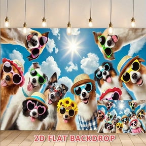 Summer Funny Pet Themed Backdrop, Party Gathering Decoration Backdrop, Birthday Event Photo Backdrop, Indoor Outdoor Scene Setting Backdrop