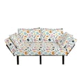 thumbnail image 1 of Summer Futon Couch, Colorful Seasonal Composition with Beach Bags Flip Flops Ice Cream Holiday Sun Sea, Daybed with Metal Frame Upholstered Sofa for Living Dorm, Loveseat, Multicolor, by Ambesonne, 1 of 4