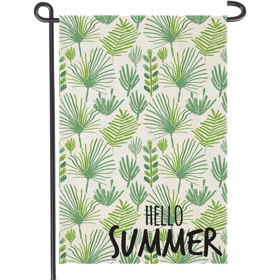 Summer Garden Flag 12x18 Double Sided Vertical, Seasonal Watercolor Green Plants Garden Yard Flags Outside Outdoor Small House Decoration (ONLY FLAG)