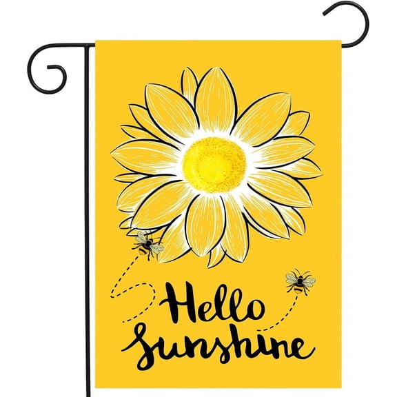 Summer Garden Flag Bee and Sunflower Design Double Sided Outdoor Yard or Porch Decor 12x18 Inch Yellow Flower Flag