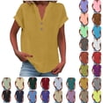 thumbnail image 1 of Summer Gift Sawvnm Women's Fashion Solid Button Shirt Female V-Neck Loose T-shirt Blouse Yellow 4XL, 1 of 7