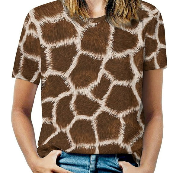 Summer Giraffe Print T-Shirts Animal Street Fashion T Shirt Women ShortSleeve Overd Tee Shirt Clothes Birthday Present