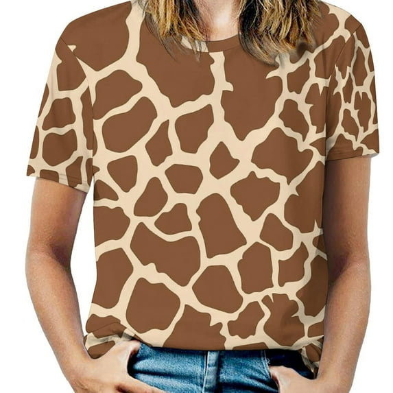 Giraffe Print T-Shirt Blue Animal Aesthetic T Shirts Short Sleeve Korean Fashion Tee Shirt Summer Top Tees Big Size 5XL 6XL
