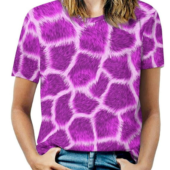 Summer Giraffe Print T-Shirts Animal Street Fashion T Shirt Women ShortSleeve Overd Tee Shirt Clothes Birthday Present