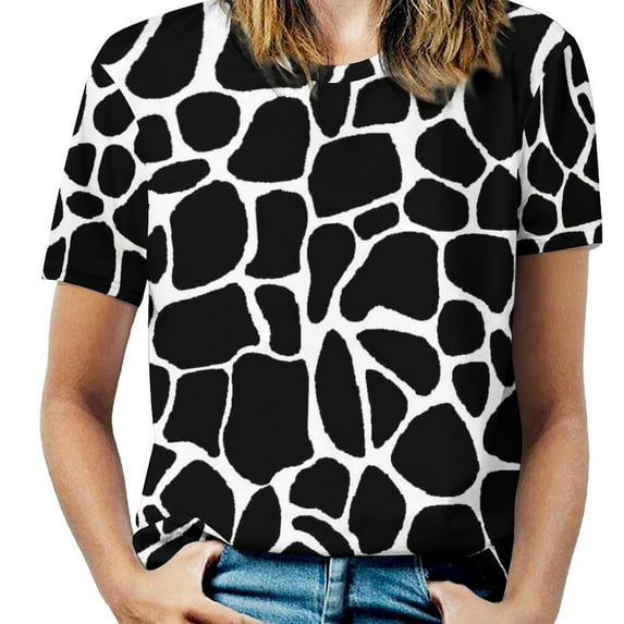 Summer Giraffe Print T Shirts Pink and Purple Streetwear T-Shirt Female ShortSleeve Elegant Over Tees Clothing Gift