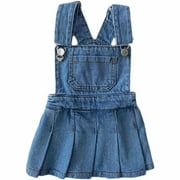 Summer Girl Dresss Denim Overall Dress With Pleated Dress For Ages 6 Months To 6 Years Toddler Girl Dress Baby Party Dresses
