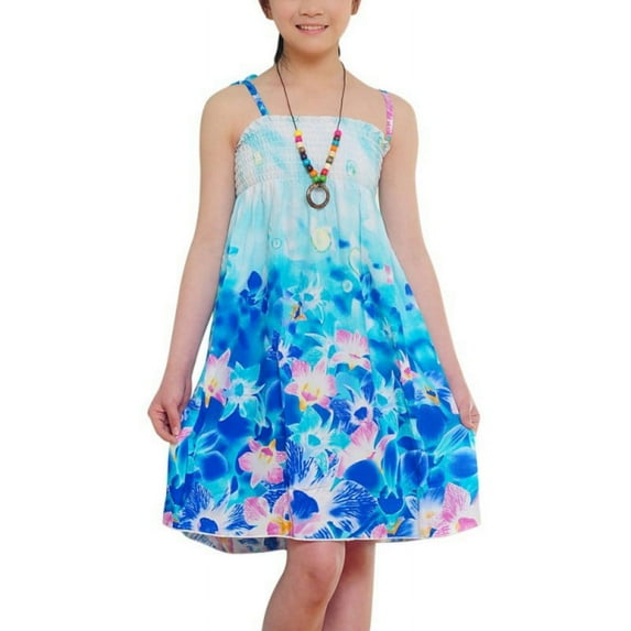Summer Girls Casual Floral Boho Dress Child Spaghetti Strap Sundress Beach Wear Long Dresses