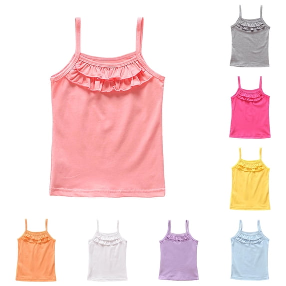 Summer Girls Tank Tops Toddler Pink Camisole Comfort Breathable Dance Spaghetti Strap Undershirts for Girls 2T