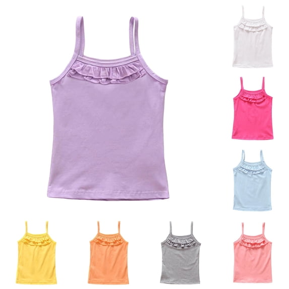 Summer Girls Tank Tops Toddler Purple Camisole Comfort Breathable Dance Spaghetti Strap Undershirts for Girls 2T