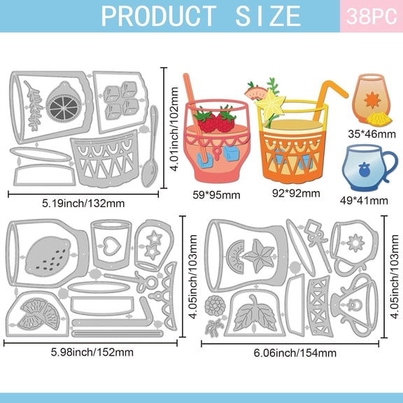 Summer Glass Cup Cutting Dies for Card Making Fruits Drinks Cut Die for DIY Scrapbooking Journal Embossing Paper Craft Decor