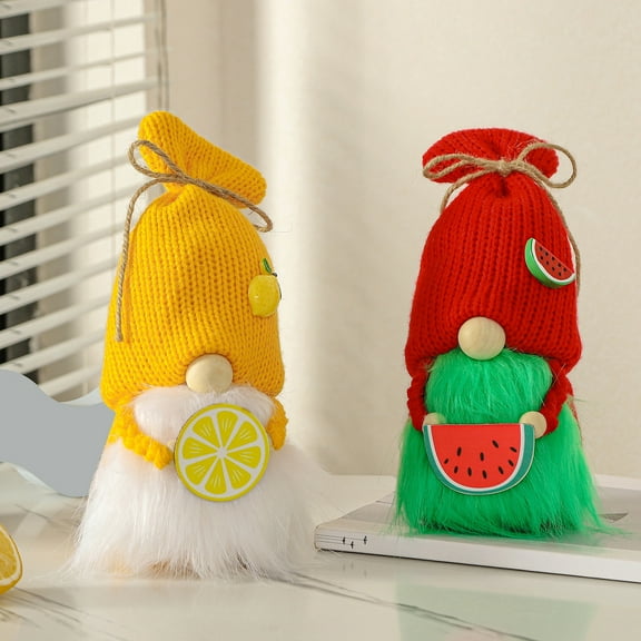 Summer Gnome Outdoor Decor | Tropical Garden Patio Ornament | Summer Vibes Gnome with Watermelon & Lemon | 9x4x4in | Durable Polyester | Multicolor | 1pc