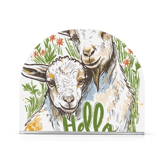 Summer Goats Sheeps Napkin Holder for Table Clear Napkin Stand Paper Holder Acrylic Organizer Dispenser Napkins for Dinner Kitchen Restaurant Room